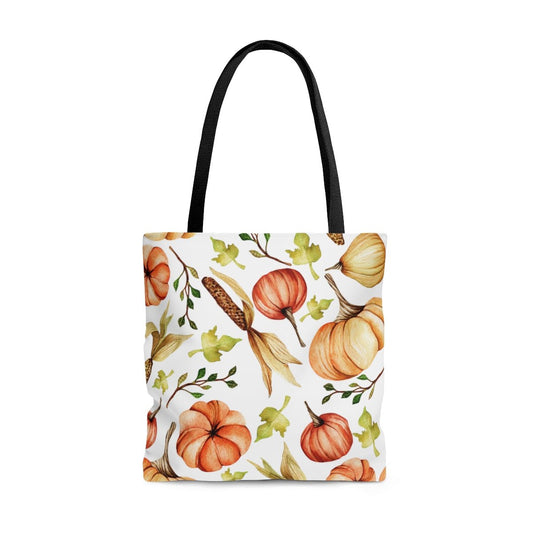 Fall Pumpkins and Corn Tote Bag - Puffin Lime