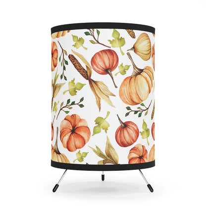 Fall Pumpkins and Corn Tripod Lamp - Puffin Lime
