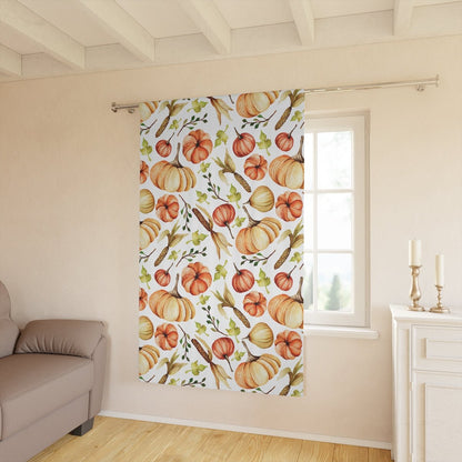 Fall Pumpkins and Corn Window Curtains (1 Piece) - Puffin Lime