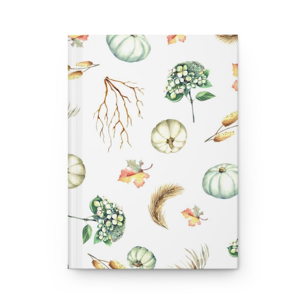 Fall Pumpkins and Leaves Hardcover Journal - Puffin Lime