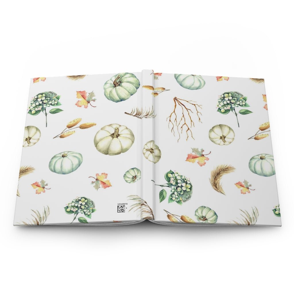 Fall Pumpkins and Leaves Hardcover Journal - Puffin Lime
