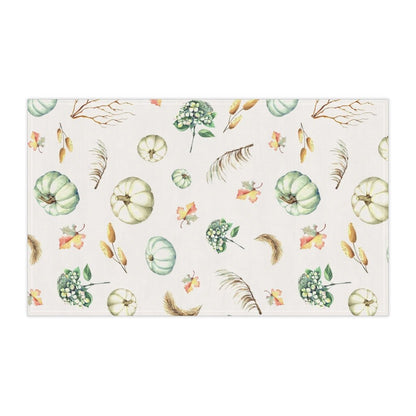 Fall Pumpkins and Leaves Kitchen Towel - Puffin Lime