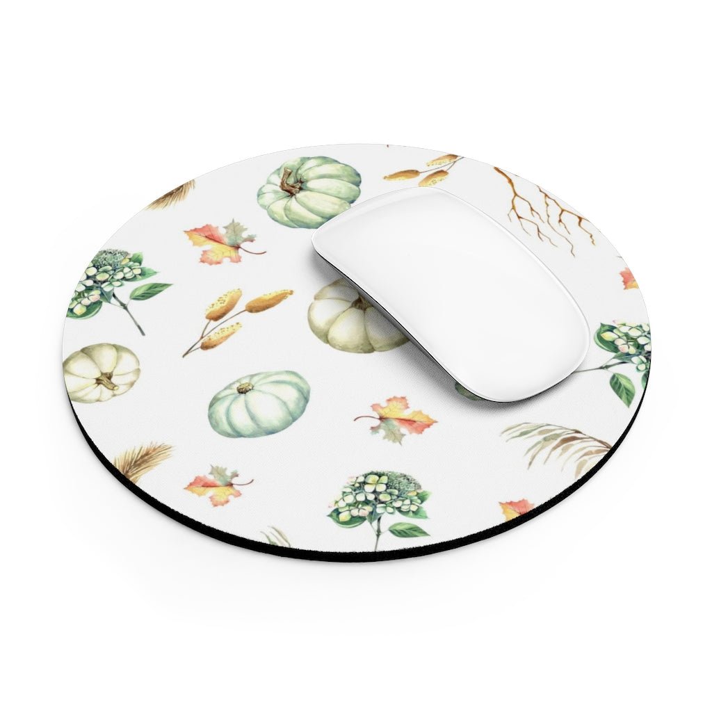 Fall Pumpkins and Leaves Mouse Pad - Puffin Lime