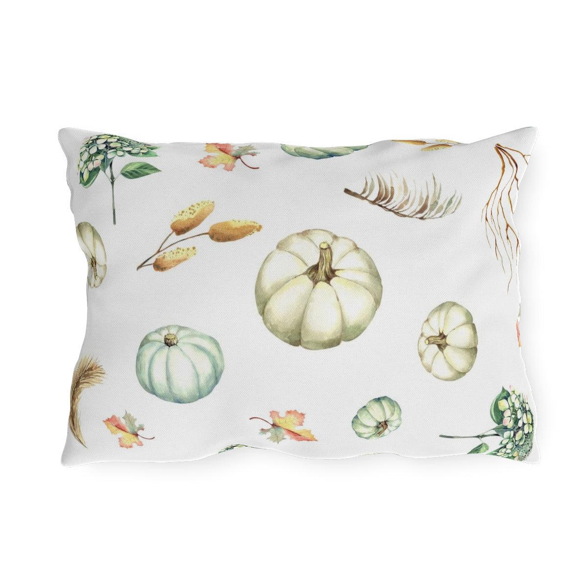 Fall Pumpkins and Leaves Outdoor Pillows - Puffin Lime