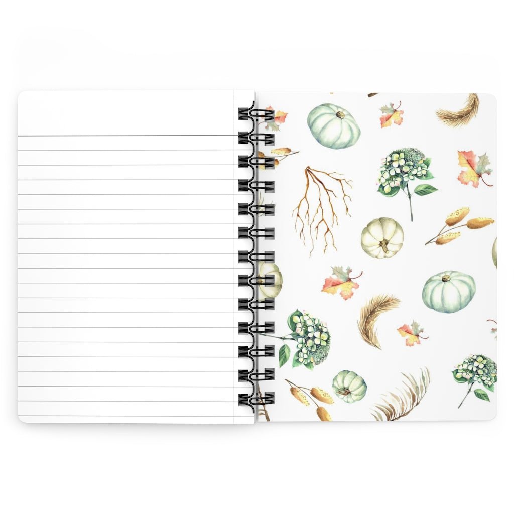 Fall Pumpkins and Leaves Spiral Bound Journal - Puffin Lime