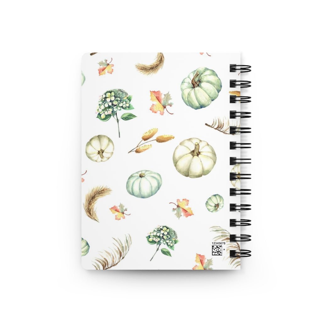 Fall Pumpkins and Leaves Spiral Bound Journal - Puffin Lime
