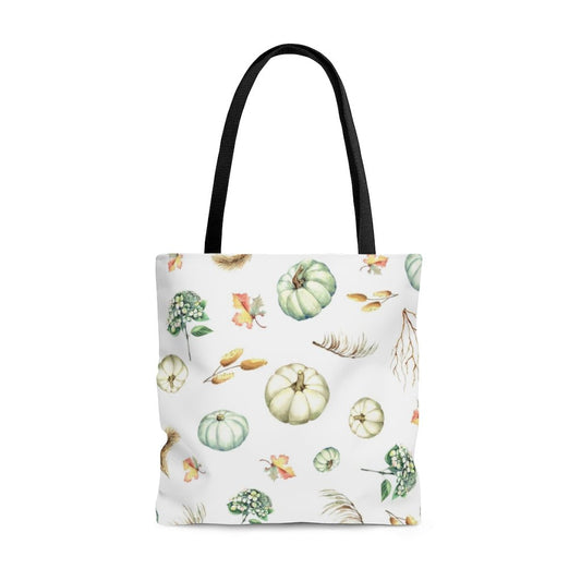 Fall Pumpkins and Leaves Tote Bag - Puffin Lime