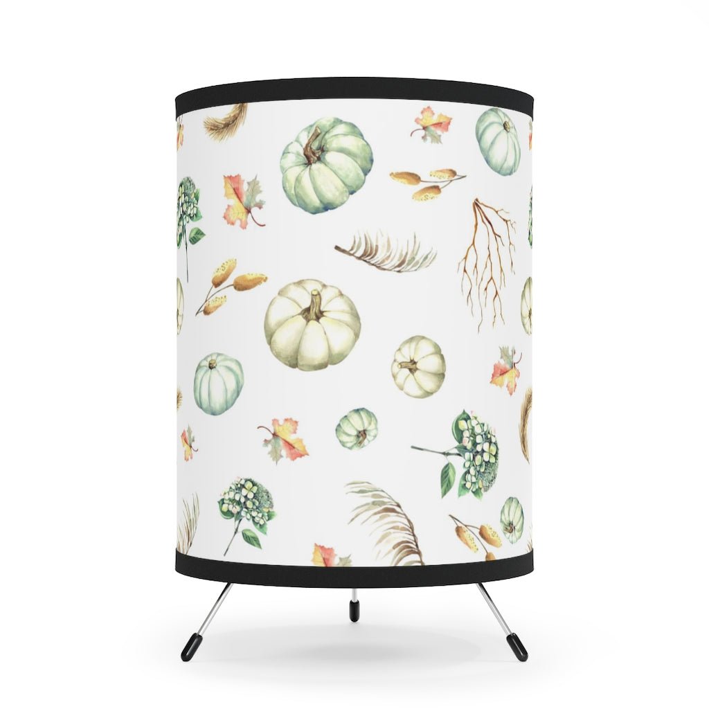 Fall Pumpkins and Leaves Tripod Lamp - Puffin Lime