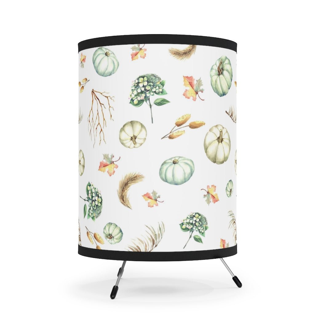 Fall Pumpkins and Leaves Tripod Lamp - Puffin Lime