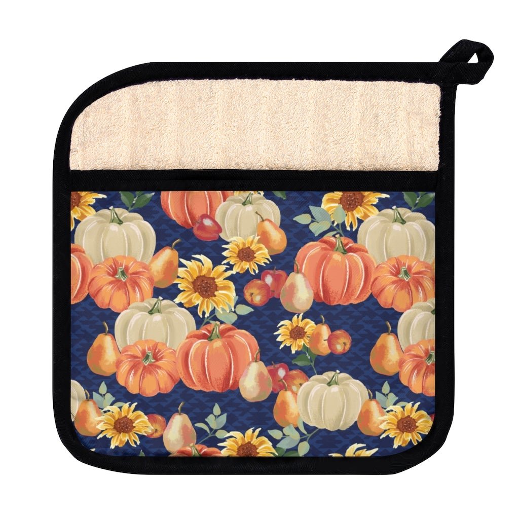 Fall Pumpkins and Sunflowers Pot Holder with Pocket