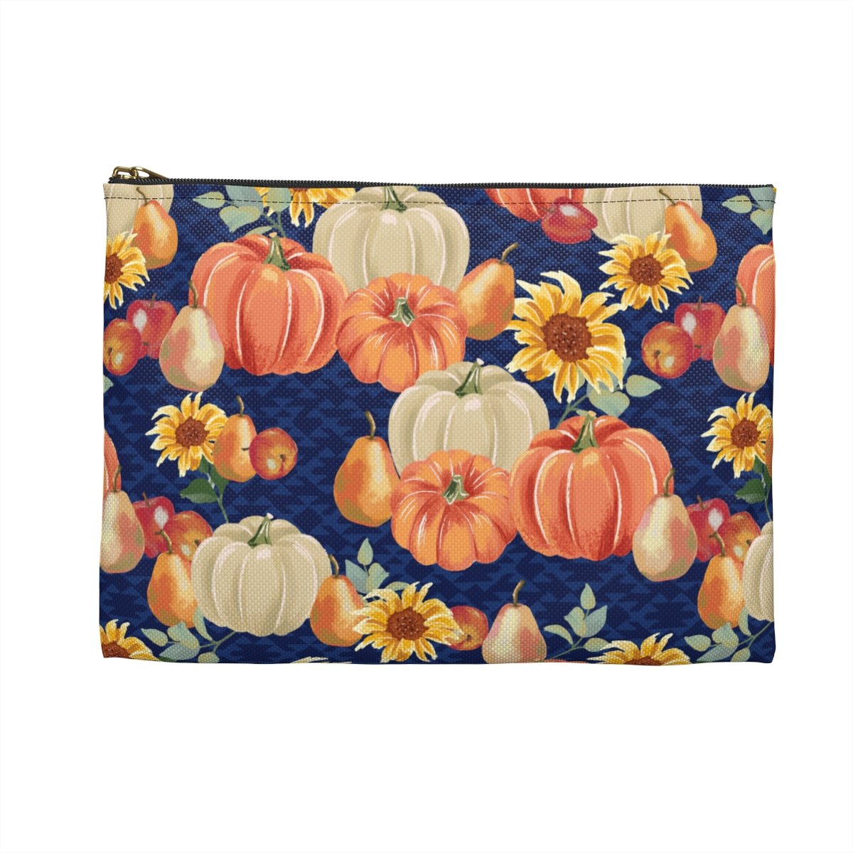 Fall Pumpkins and Sunflowers Accessory Pouch - Puffin Lime
