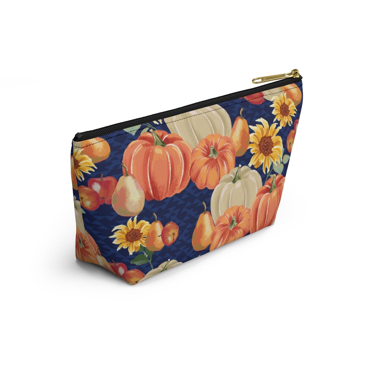 Fall Pumpkins and Sunflowers Accessory Pouch w T-bottom - Puffin Lime