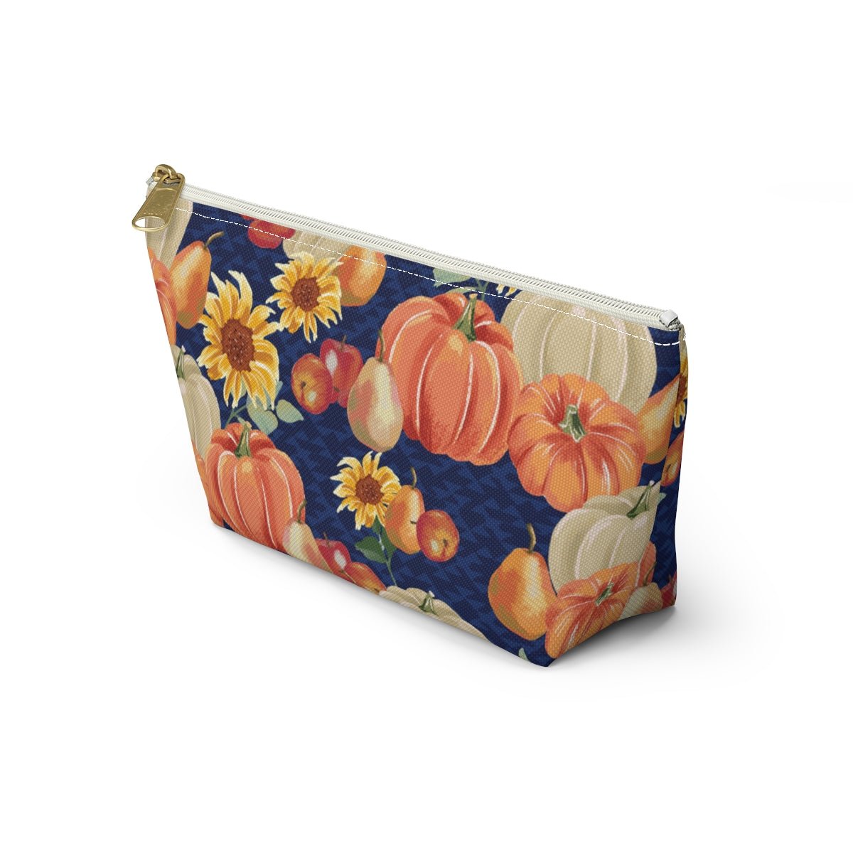 Fall Pumpkins and Sunflowers Accessory Pouch w T-bottom - Puffin Lime