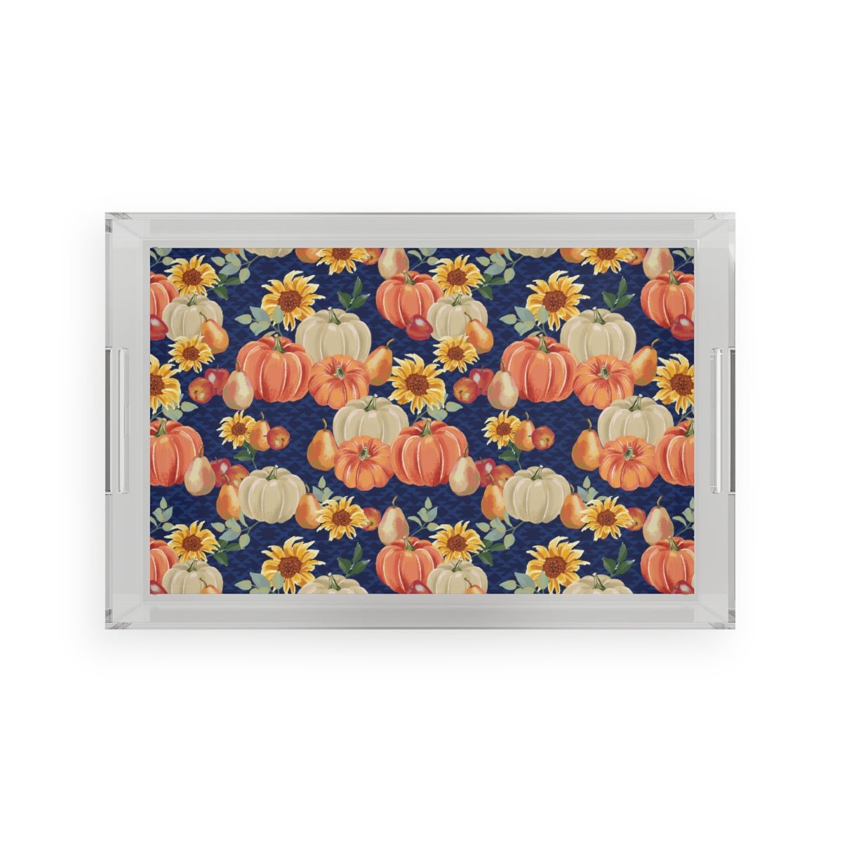 Fall Pumpkins and Sunflowers Acrylic Serving Tray - Puffin Lime