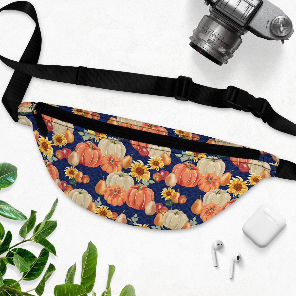 Fall Pumpkins and Sunflowers Fanny Pack - Puffin Lime