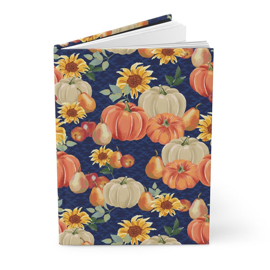 Fall Pumpkins and Sunflowers Hardcover Journal Matte - Puffin Lime