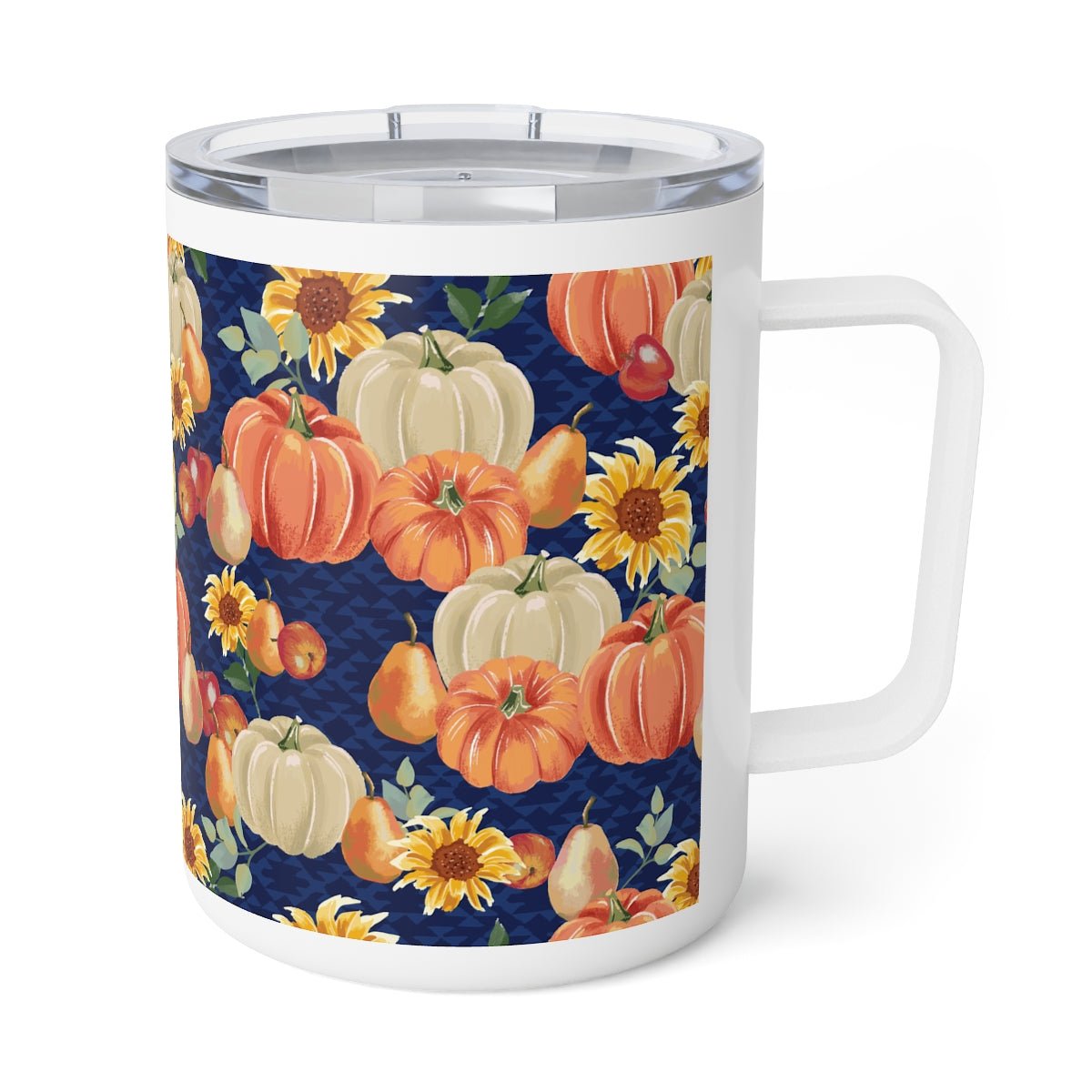 Fall Pumpkins and Sunflowers Insulated Coffee Mug, 10oz - Puffin Lime