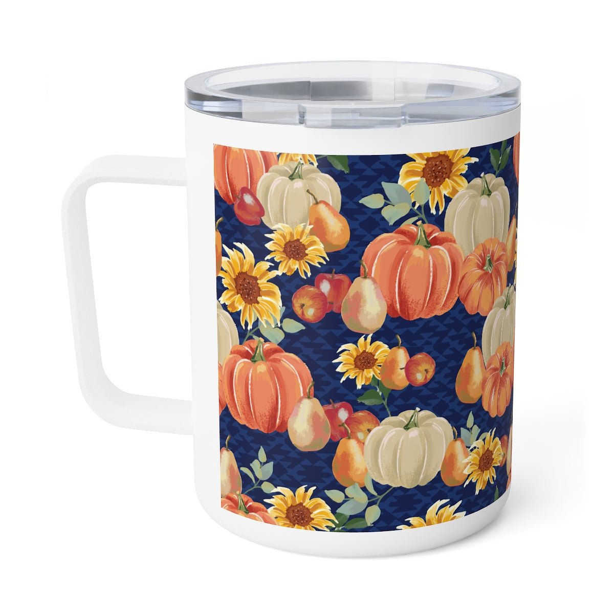 Fall Pumpkins and Sunflowers Insulated Coffee Mug, 10oz - Puffin Lime