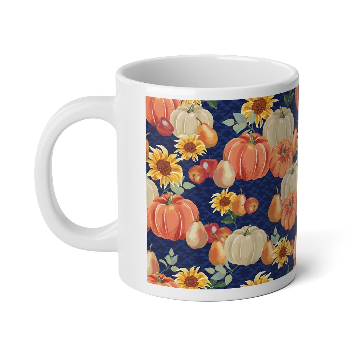 Fall Pumpkins and Sunflowers Jumbo Mug, 20oz - Puffin Lime