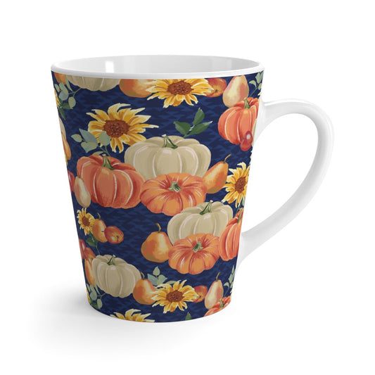 Fall Pumpkins and Sunflowers Latte Mug - Puffin Lime