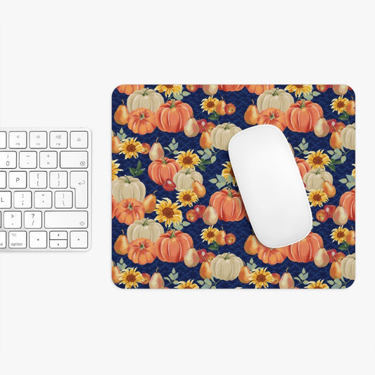 Fall Pumpkins and Sunflowers Mouse Pad - Puffin Lime