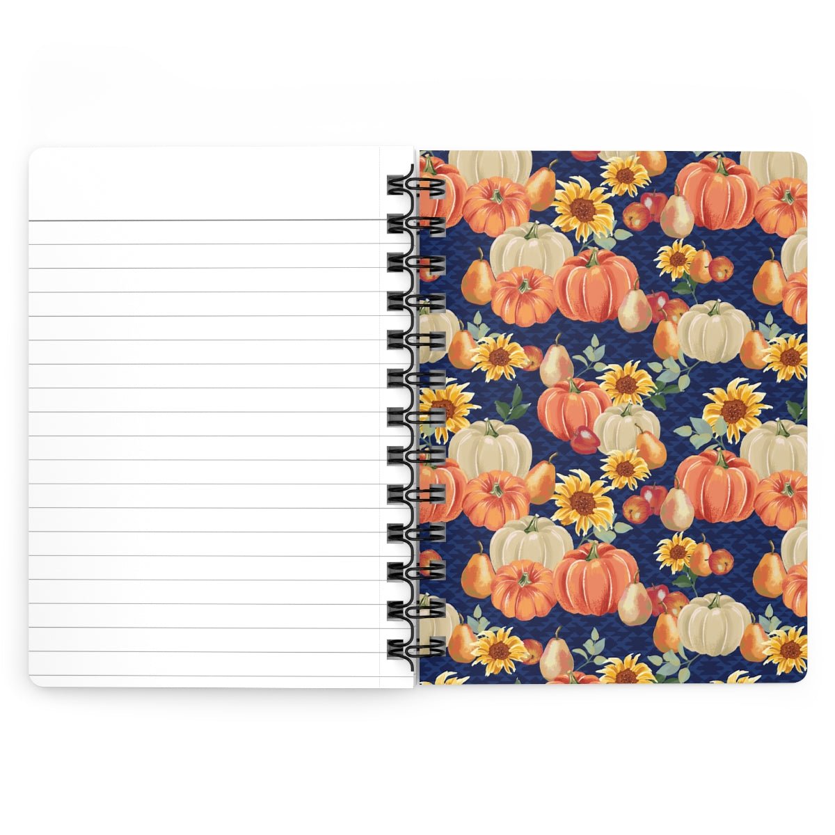Fall Pumpkins and Sunflowers Spiral Bound Journal - Puffin Lime
