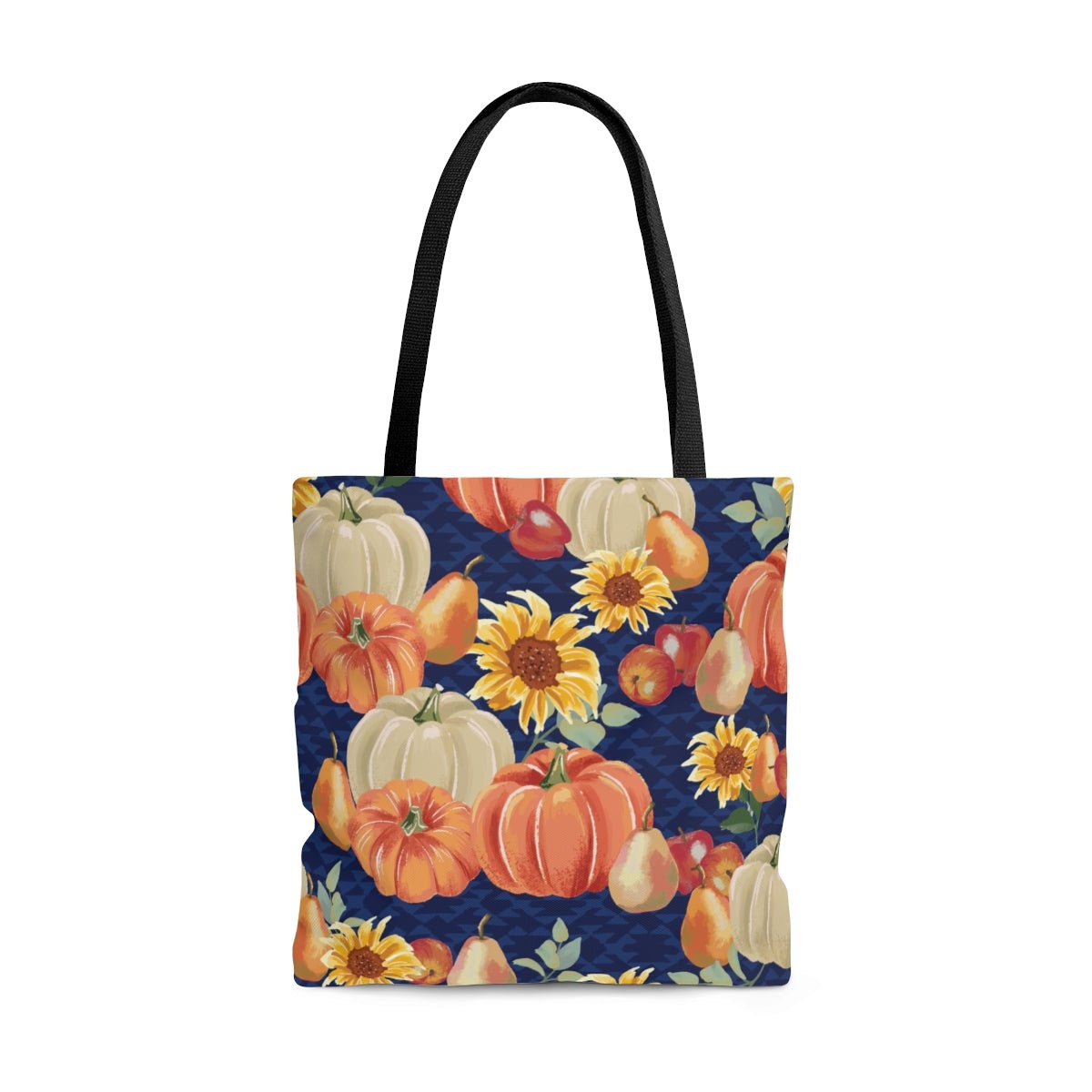 Fall Pumpkins and Sunflowers Tote Bag - Puffin Lime