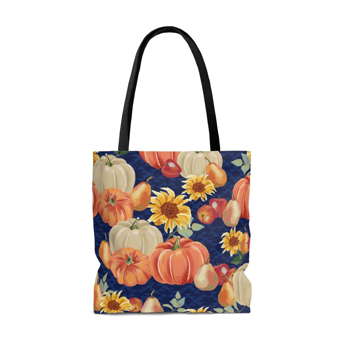 Fall Pumpkins and Sunflowers Tote Bag - Puffin Lime