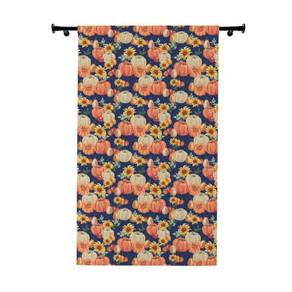 Fall Pumpkins and Sunflowers Window Curtains (1 Piece) - Puffin Lime