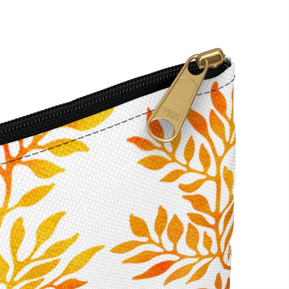Fall Red and Orange Leaves Accessory Pouch - Puffin Lime