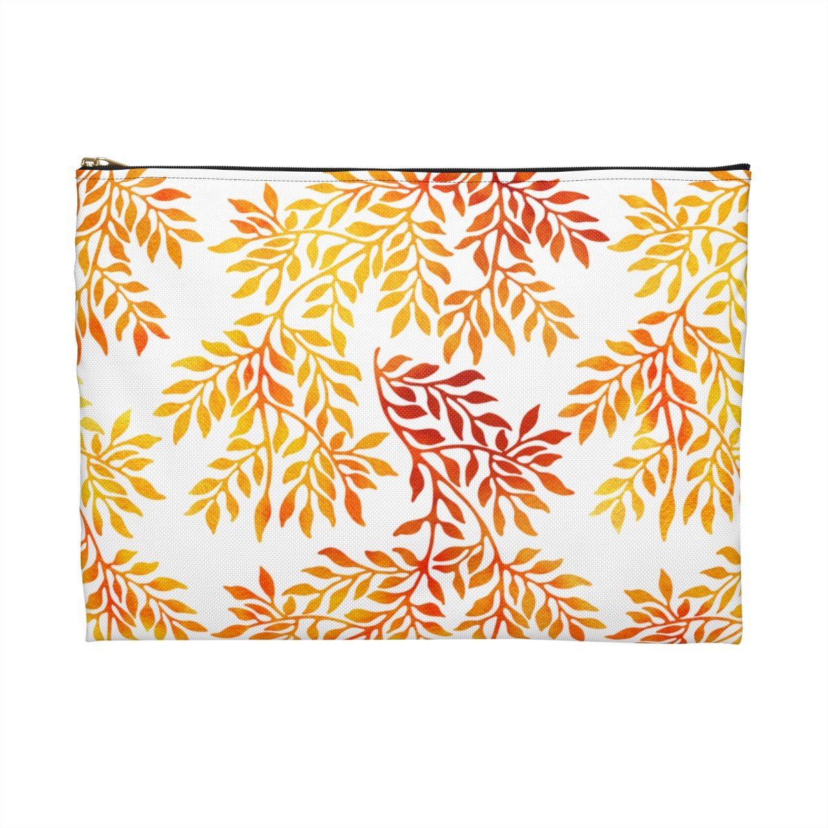 Fall Red and Orange Leaves Accessory Pouch - Puffin Lime
