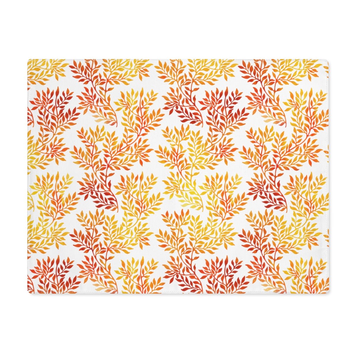Fall Red and Orange Leaves Cotton Placemat - Puffin Lime