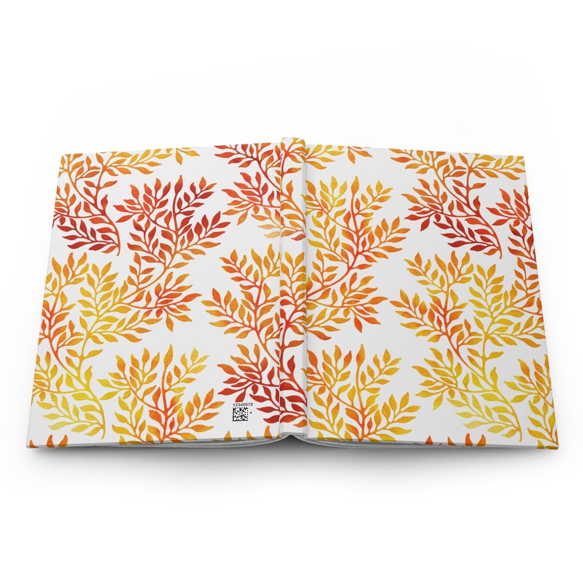 Fall Red and Orange Leaves Hardcover Journal - Puffin Lime