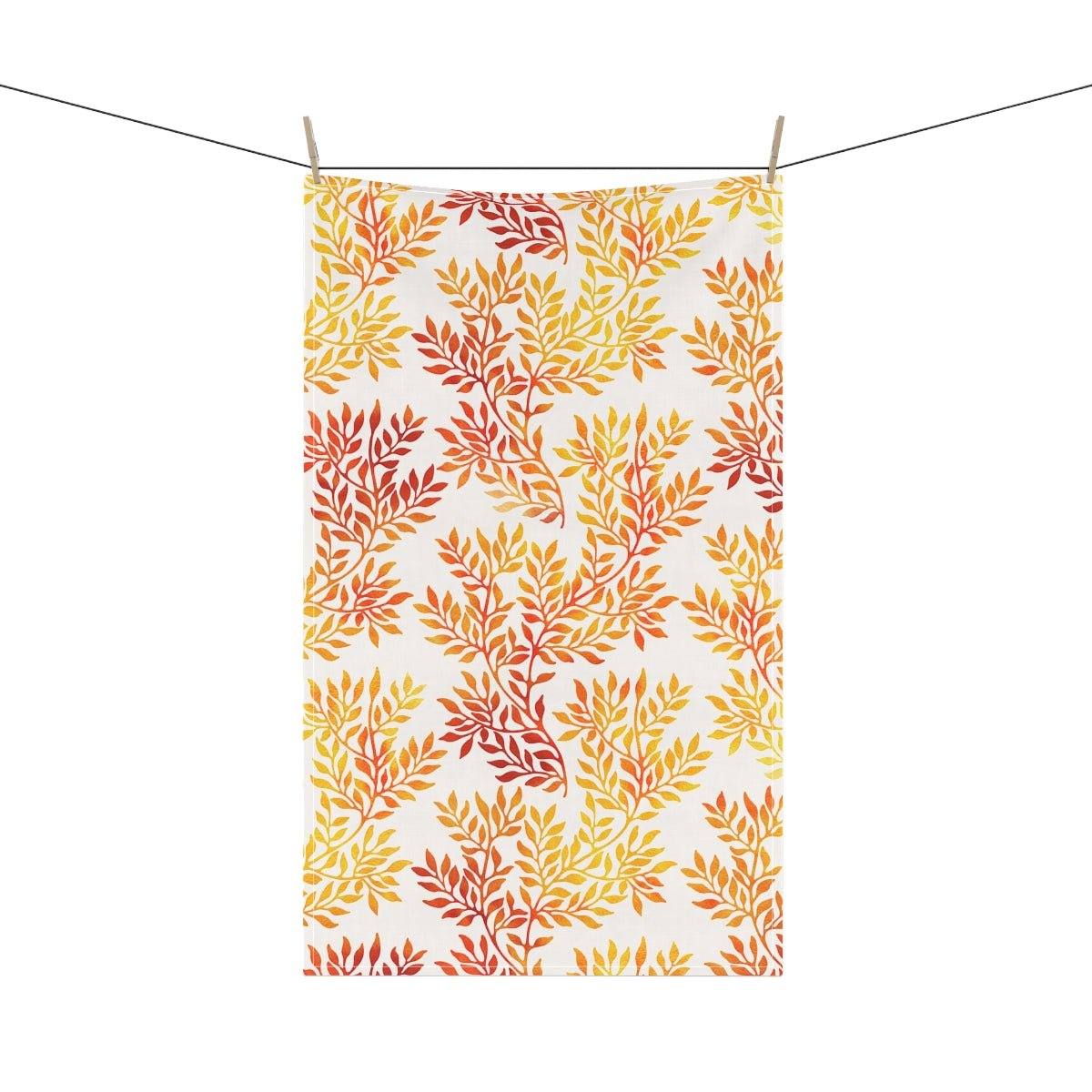 Fall Red and Orange Leaves Kitchen Towel - Puffin Lime