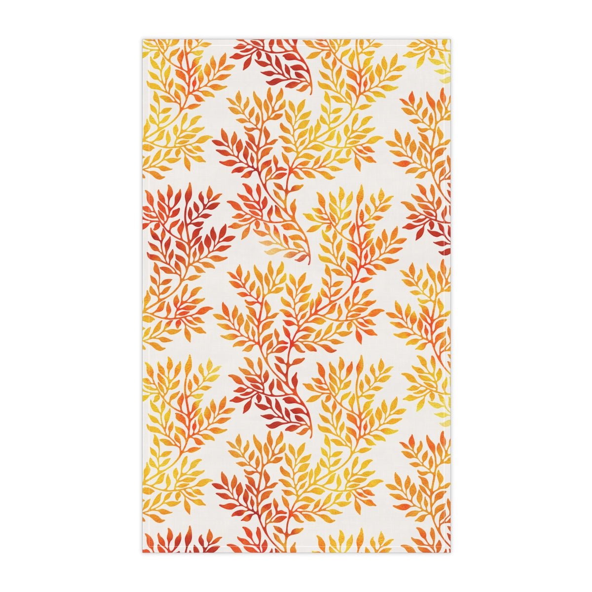 Fall Red and Orange Leaves Kitchen Towel - Puffin Lime