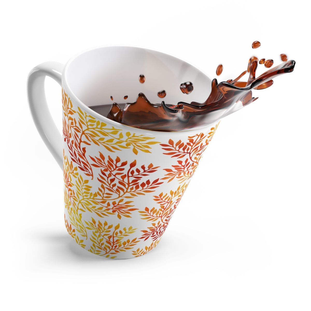 Fall Red and Orange Leaves Latte Mug - Puffin Lime
