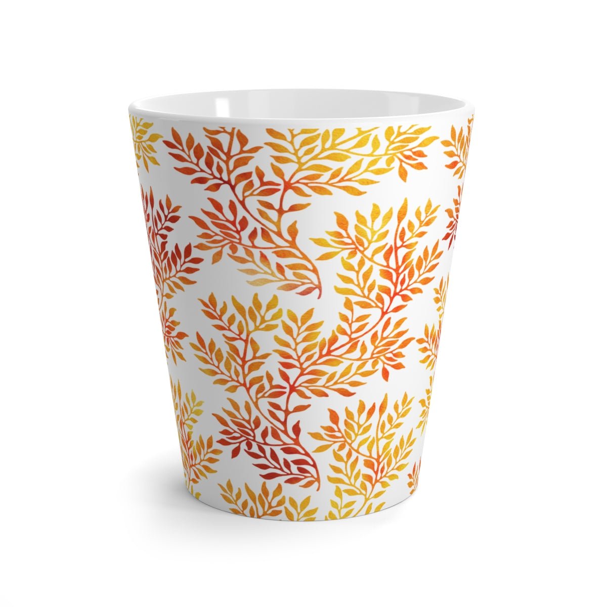 Fall Red and Orange Leaves Latte Mug - Puffin Lime
