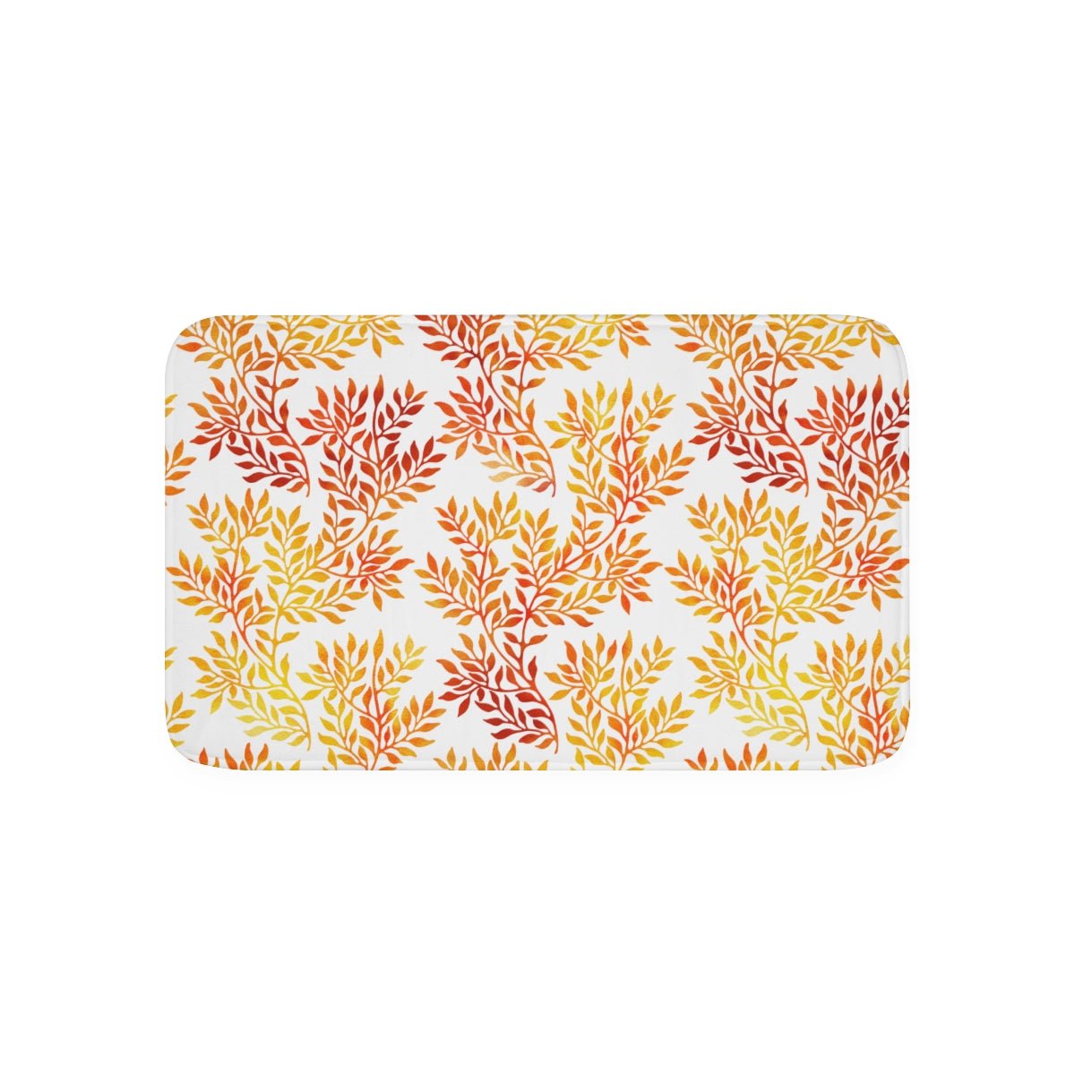 Fall Red and Orange Leaves Memory Foam Bath Mat - Puffin Lime