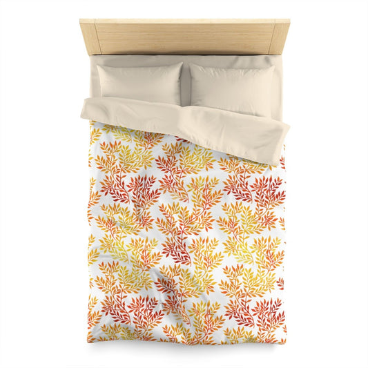 Fall Red and Orange Leaves Microfiber Duvet Cover - Puffin Lime