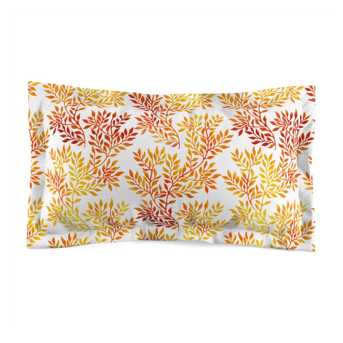 Fall Red and Orange Leaves Microfiber Pillow Sham - Puffin Lime