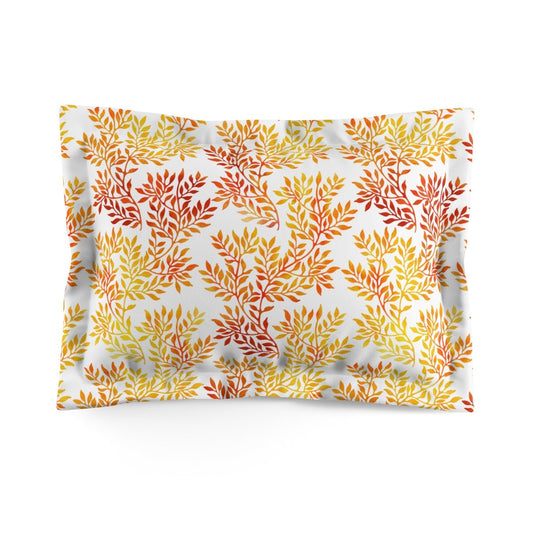 Fall Red and Orange Leaves Microfiber Pillow Sham - Puffin Lime