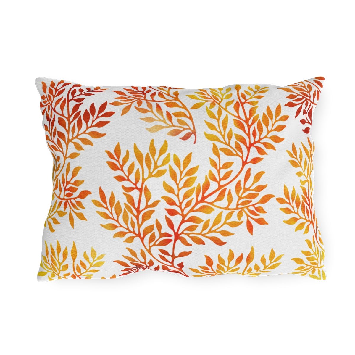 Fall Red and Orange Leaves Outdoor Pillow - Puffin Lime