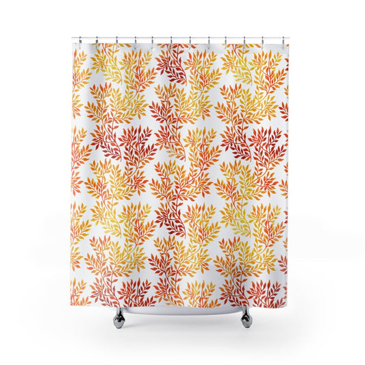 Fall Red and Orange Leaves Shower Curtain - Puffin Lime