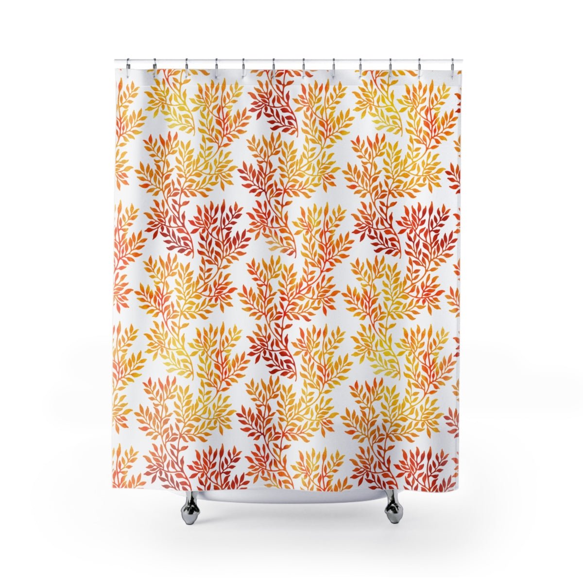 Fall Red and Orange Leaves Shower Curtain - Puffin Lime