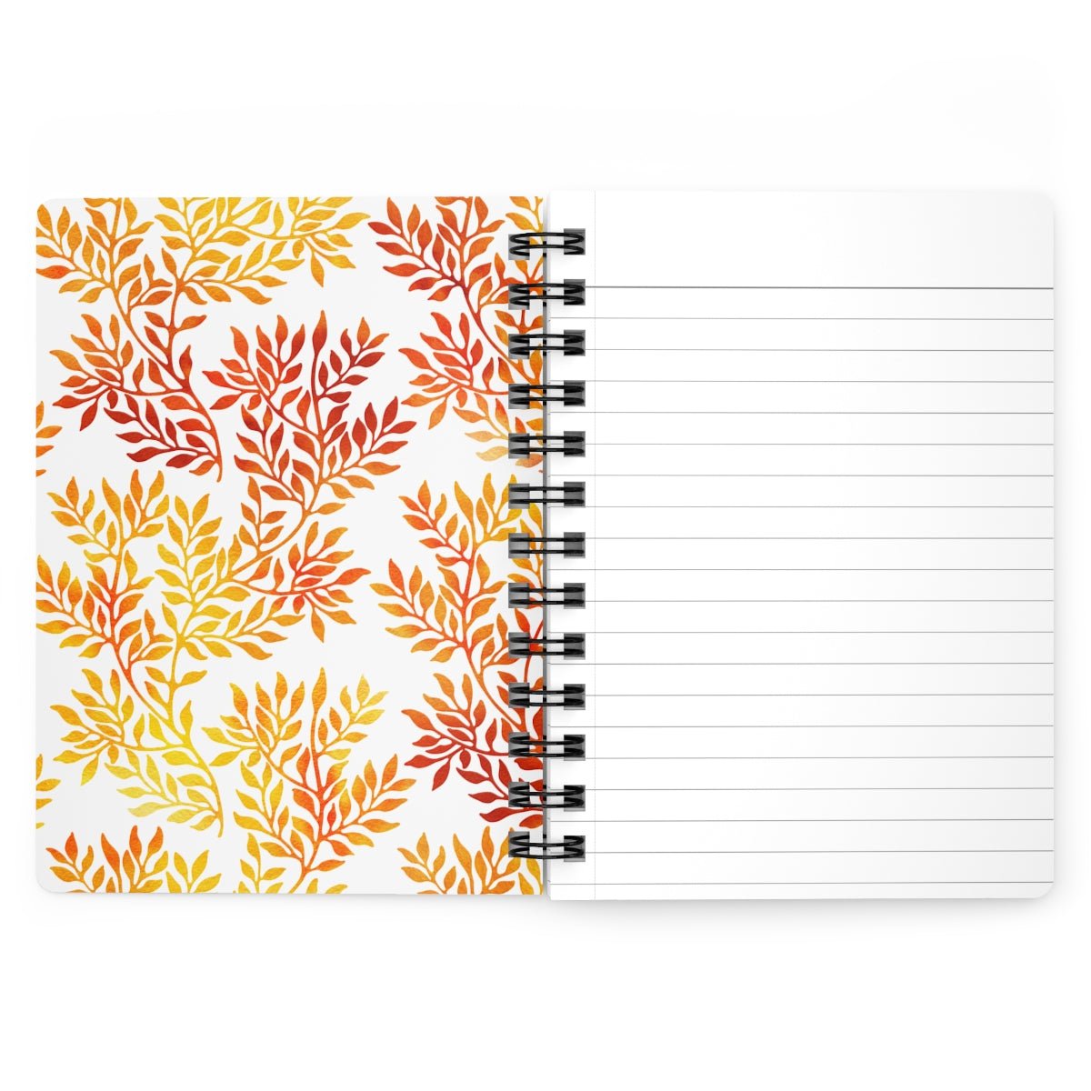 Fall Red and Orange Leaves Spiral Bound Journal - Puffin Lime