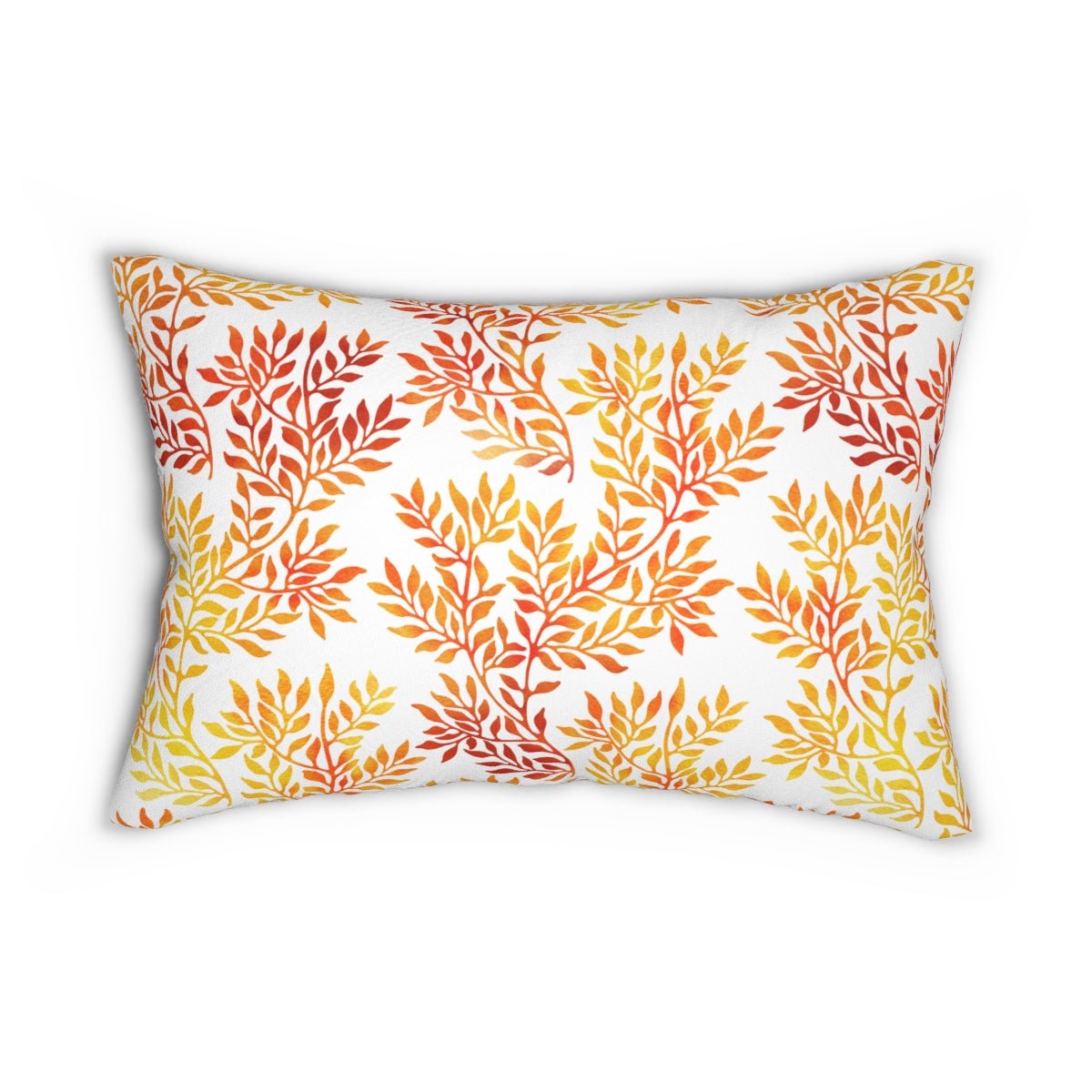 Fall Red and Orange Leaves Spun Polyester Lumbar Pillow - Puffin Lime
