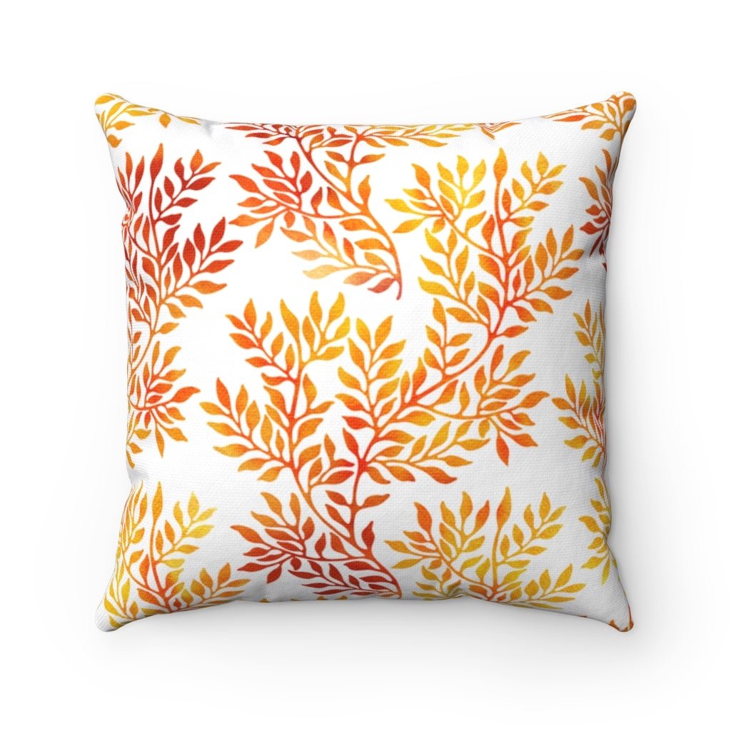 Fall Red and Orange Leaves Square Throw Pillow