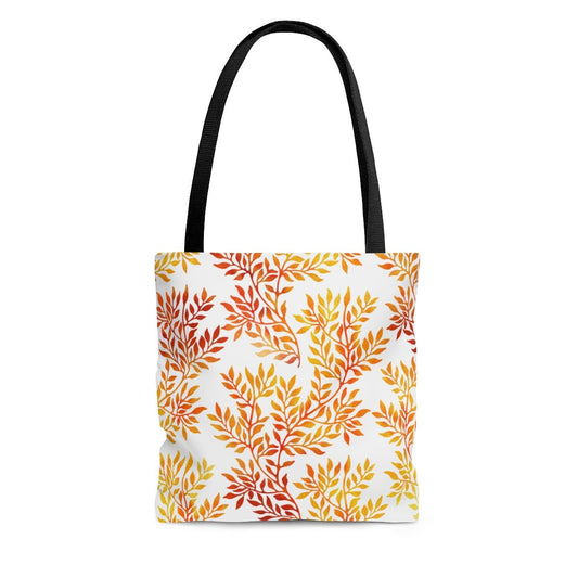 Fall Red and Orange Leaves Tote Bag - Puffin Lime