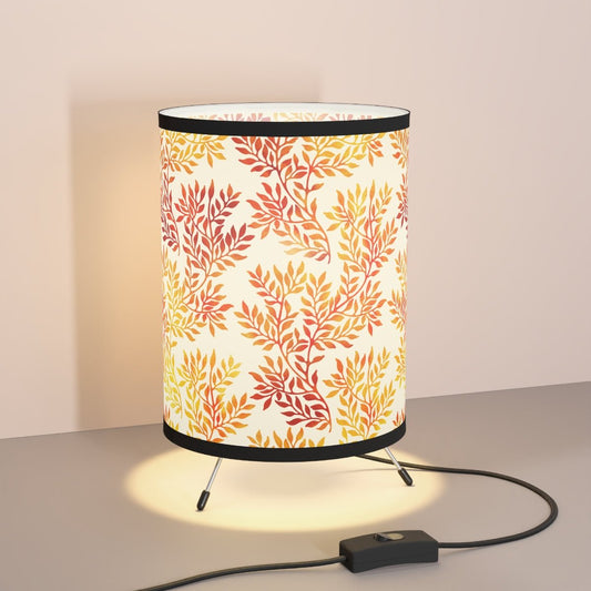 Fall Red and Orange Leaves Tripod Lamp - Puffin Lime