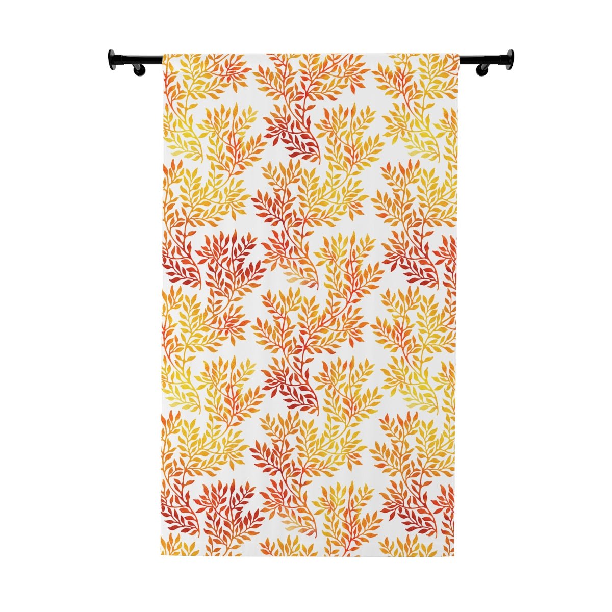 Fall Red and Orange Leaves Window Curtains (1 Piece) - Puffin Lime